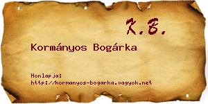 Kormányos Bogárka névjegykártya